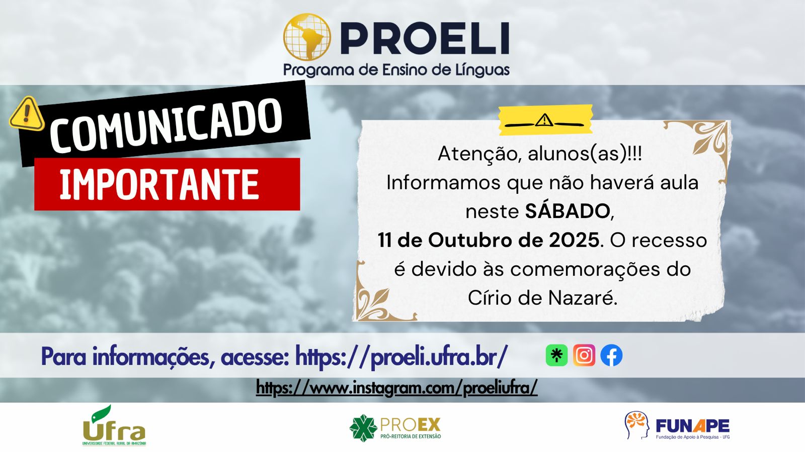 Aviso - Feriado do Círio 2025